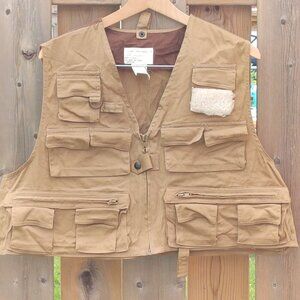 Vtg Fly Fishing Vest Sz L Utility River Fisherman Pockets